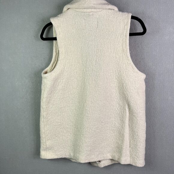 Tahari Tunic Vest Womens XL Wool Blend 1 Button Off White Sweater Pocket Nubby - Picture 6 of 10